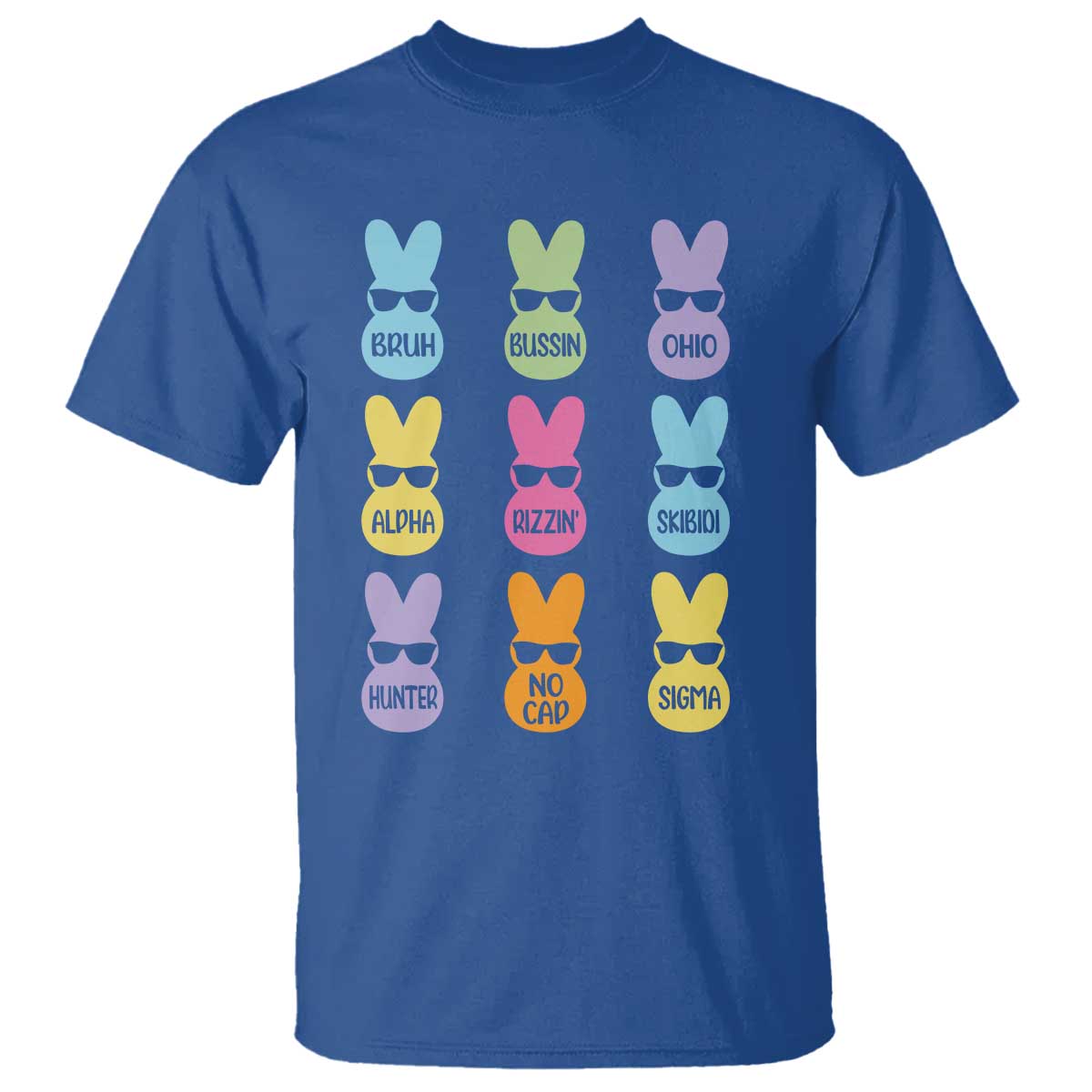 Easter Bruh T Shirt Gen Alpha Slang Skibidi Rizz Cute Bunny TS10 Royal Blue Print Your Wear