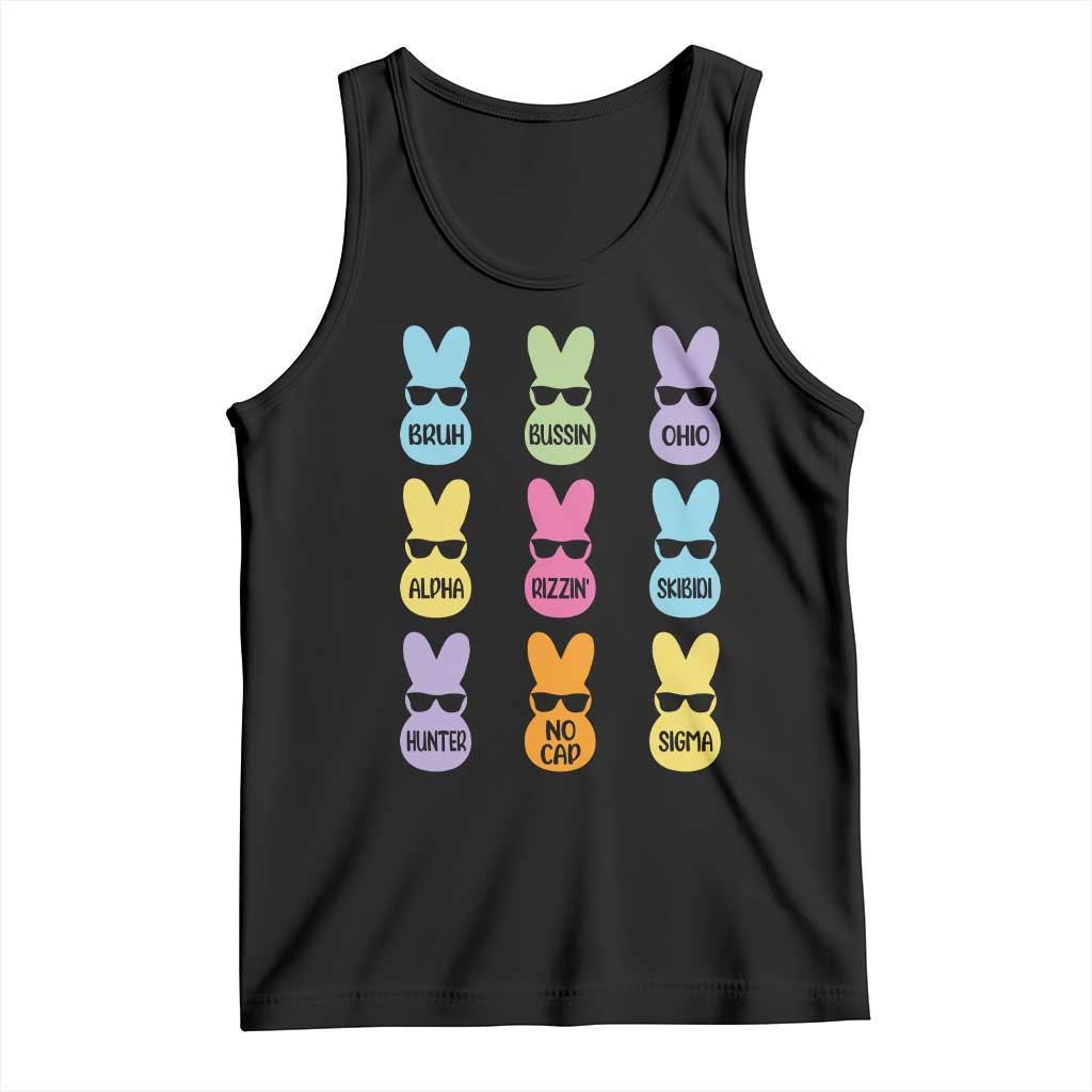 Easter Bruh Tank Top Gen Alpha Slang Skibidi Rizz Cute Bunny TS10 Black Print Your Wear