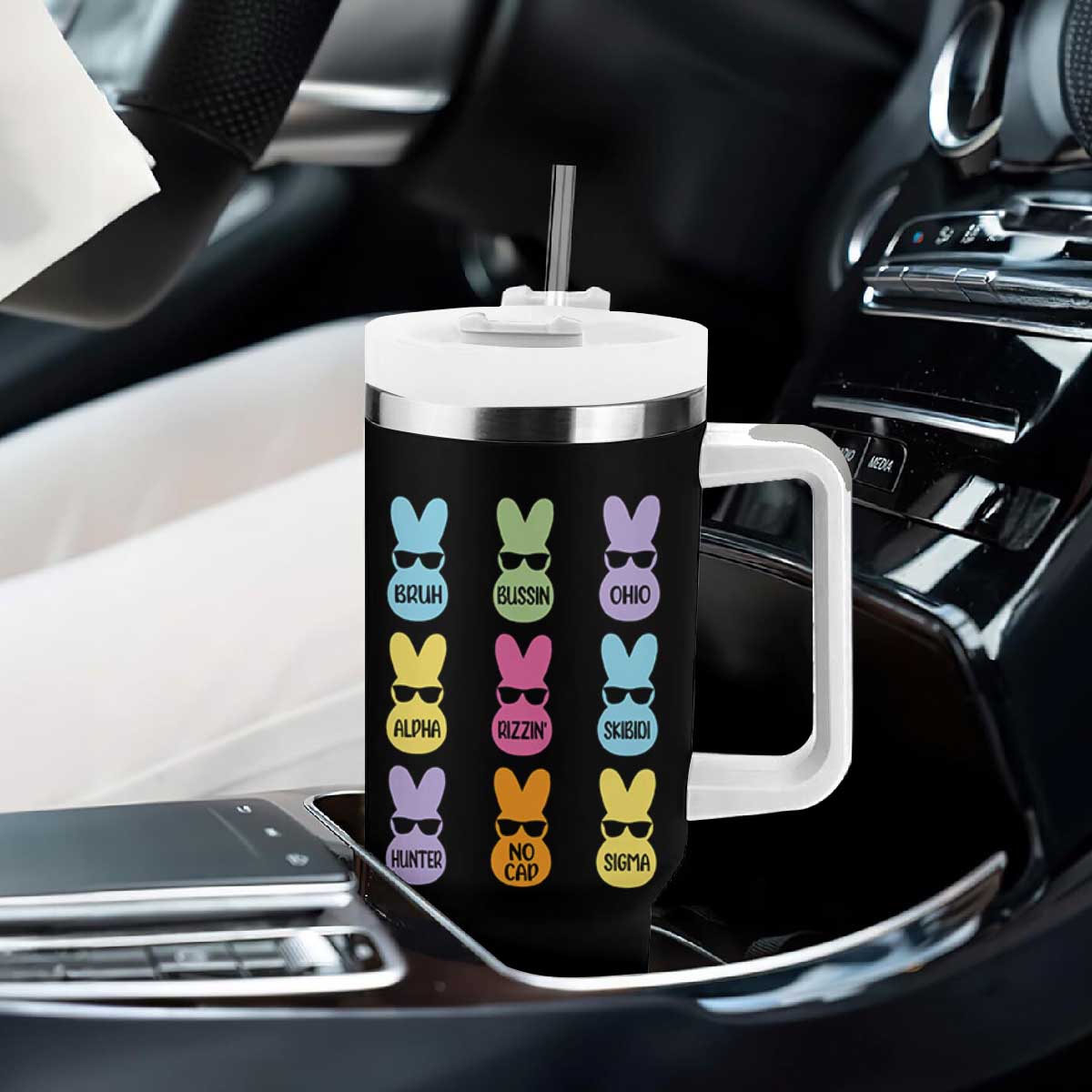 Easter Bruh Tumbler With Handle Gen Alpha Slang Skibidi Rizz Cute Bunny TS10 Print Your Wear