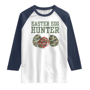 Easter Egg Hunter Raglan Shirt Camo Funny Hunting TS10 White Navy Print Your Wear