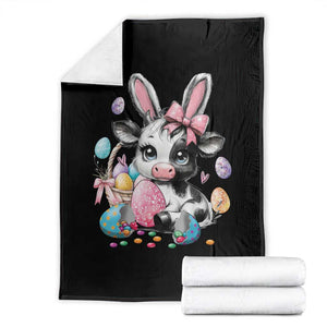 Easter Day Cow Throw Blanket Cute Cow Bunny Heifer TS10 Black Print Your Wear