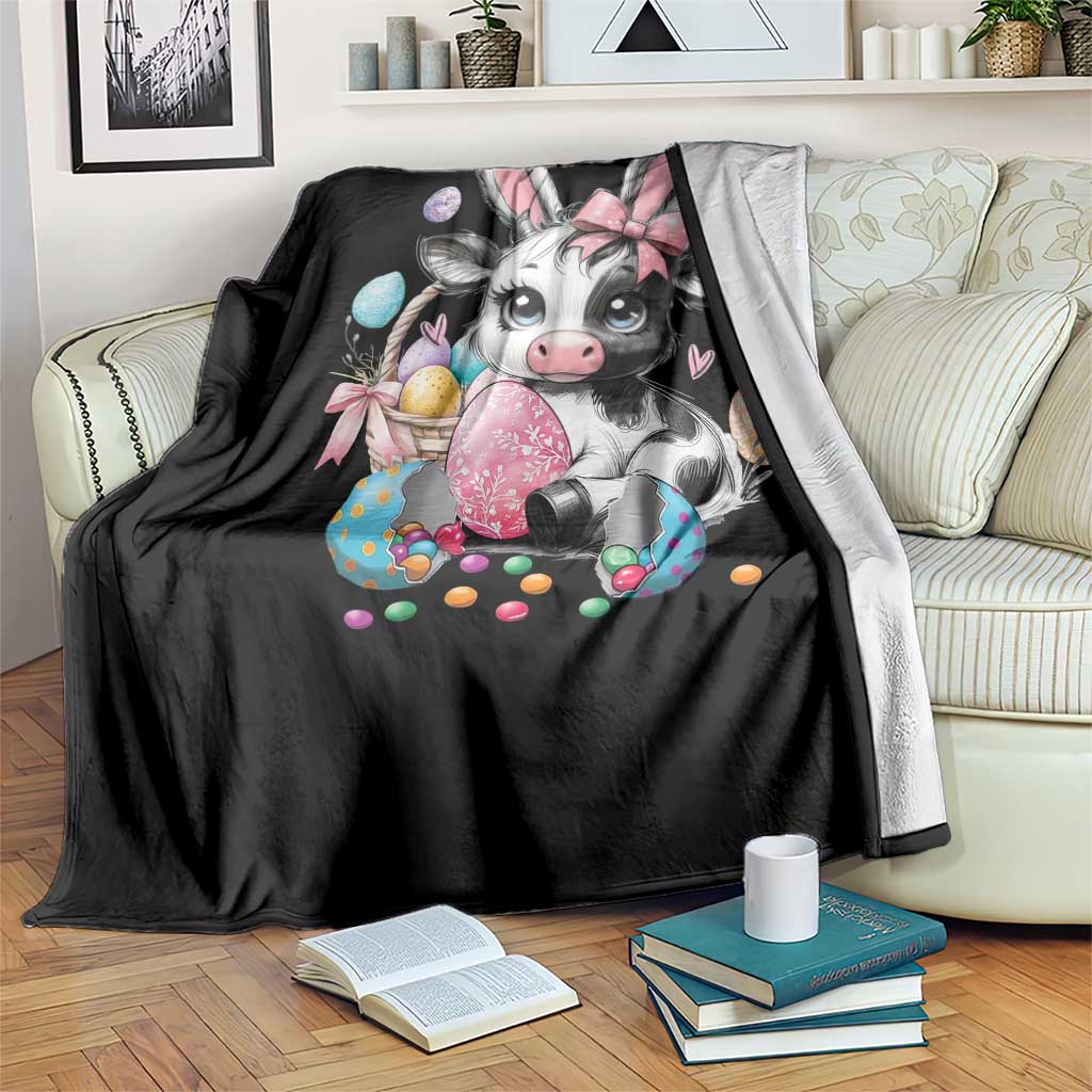 Easter Day Cow Throw Blanket Cute Cow Bunny Heifer TS10 Print Your Wear