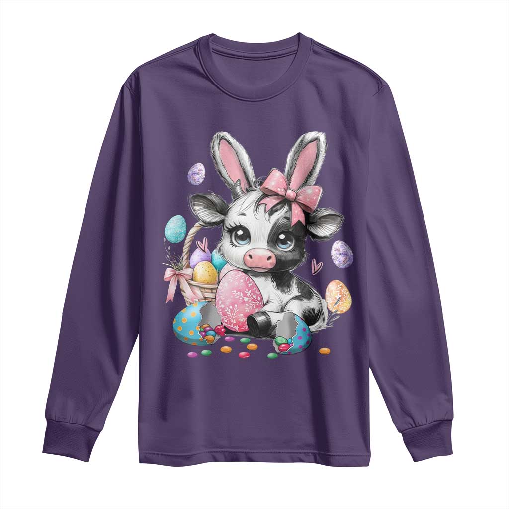 Easter Day Cow Long Sleeve Shirt Cute Cow Bunny Heifer TS10 Purple Print Your Wear