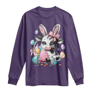 Easter Day Cow Long Sleeve Shirt Cute Cow Bunny Heifer TS10 Purple Print Your Wear