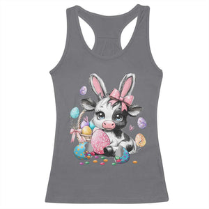 Easter Day Cow Racerback Tank Top Cute Cow Bunny Heifer TS10 Charcoal Print Your Wear