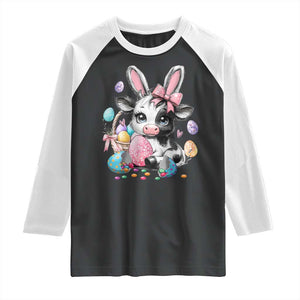 Easter Day Cow Raglan Shirt Cute Cow Bunny Heifer TS10 Black White Print Your Wear