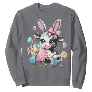 Easter Day Cow Sweatshirt Cute Cow Bunny Heifer TS10 Charcoal Print Your Wear