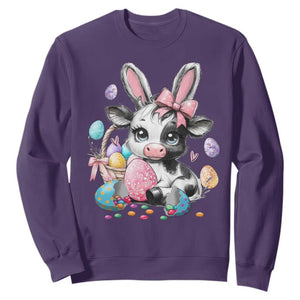 Easter Day Cow Sweatshirt Cute Cow Bunny Heifer TS10 Purple Print Your Wear