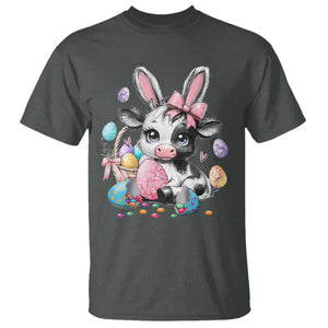 Easter Day Cow T Shirt Cute Cow Bunny Heifer TS10 Dark Heather Print Your Wear