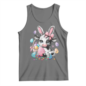 Easter Day Cow Tank Top Cute Cow Bunny Heifer TS10 Black Heather Print Your Wear