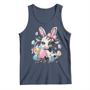 Easter Day Cow Tank Top Cute Cow Bunny Heifer TS10 Navy Print Your Wear