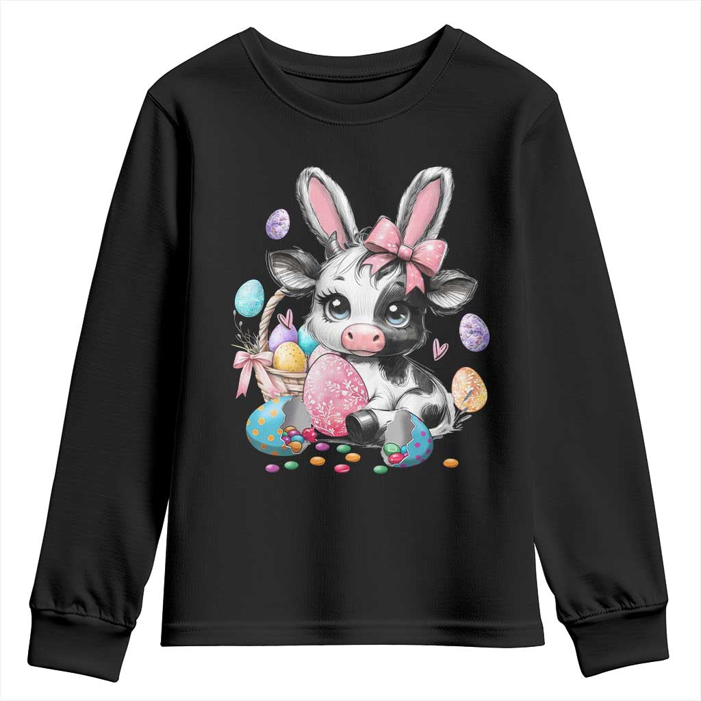 Easter Day Cow Youth Sweatshirt Cute Cow Bunny Heifer TS10 Black Print Your Wear