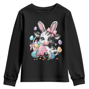 Easter Day Cow Youth Sweatshirt Cute Cow Bunny Heifer TS10 Black Print Your Wear