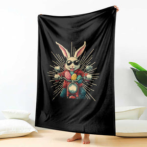 Biker Bunny Throw Blanket Retro Easter Day Rabbit Ride Motorcycles Motorbike TS10 Print Your Wear