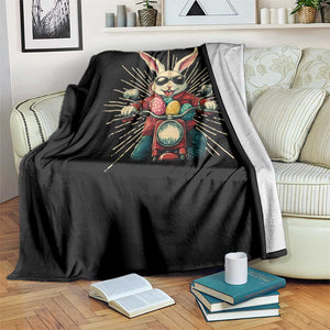 Biker Bunny Throw Blanket Retro Easter Day Rabbit Ride Motorcycles Motorbike TS10 Print Your Wear