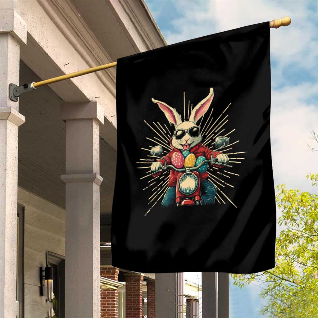 Biker Bunny Garden Flag Retro Easter Day Rabbit Ride Motorcycles Motorbike TS10 Print Your Wear