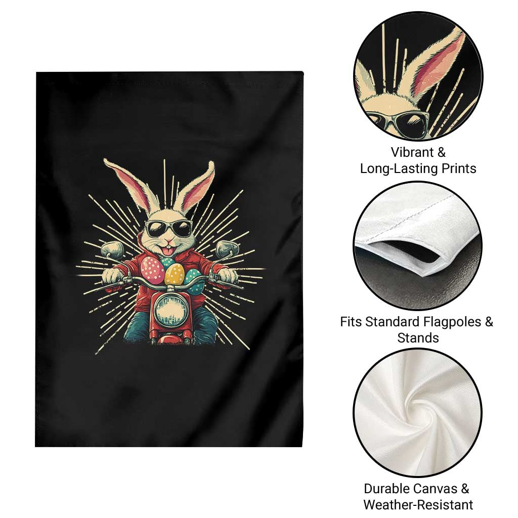 Biker Bunny Garden Flag Retro Easter Day Rabbit Ride Motorcycles Motorbike TS10 Print Your Wear