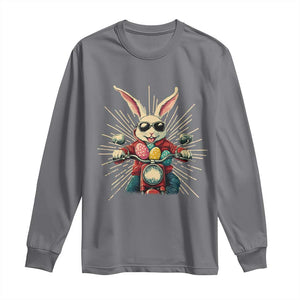 Biker Bunny Long Sleeve Shirt Retro Easter Day Rabbit Ride Motorcycles Motorbike TS10 Charcoal Print Your Wear
