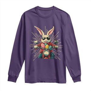 Biker Bunny Long Sleeve Shirt Retro Easter Day Rabbit Ride Motorcycles Motorbike TS10 Purple Print Your Wear
