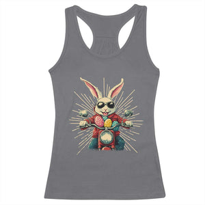 Biker Bunny Racerback Tank Top Retro Easter Day Rabbit Ride Motorcycles Motorbike TS10 Charcoal Print Your Wear