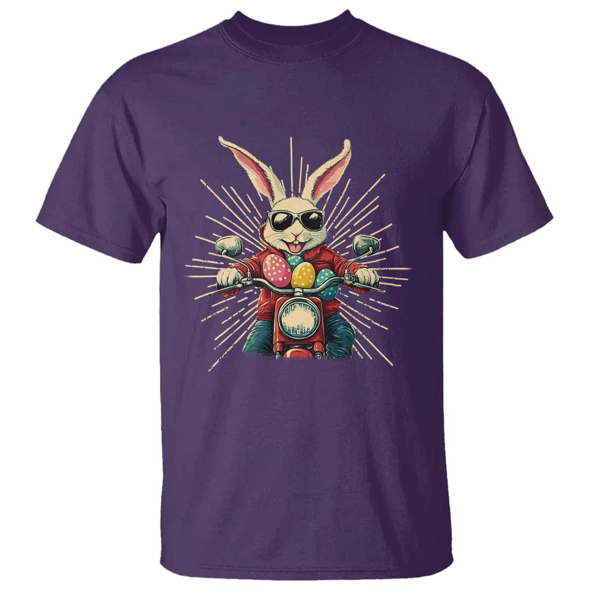 Biker Bunny T Shirt Retro Easter Day Rabbit Ride Motorcycles Motorbike TS10 Purple Print Your Wear