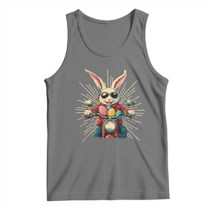 Biker Bunny Tank Top Retro Easter Day Rabbit Ride Motorcycles Motorbike TS10 Black Heather Print Your Wear