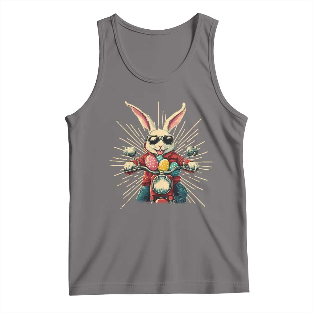 Biker Bunny Tank Top Retro Easter Day Rabbit Ride Motorcycles Motorbike TS10 Deep Heather Print Your Wear