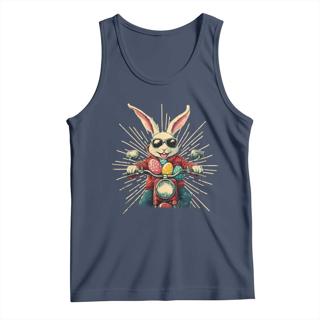 Biker Bunny Tank Top Retro Easter Day Rabbit Ride Motorcycles Motorbike TS10 Navy Print Your Wear
