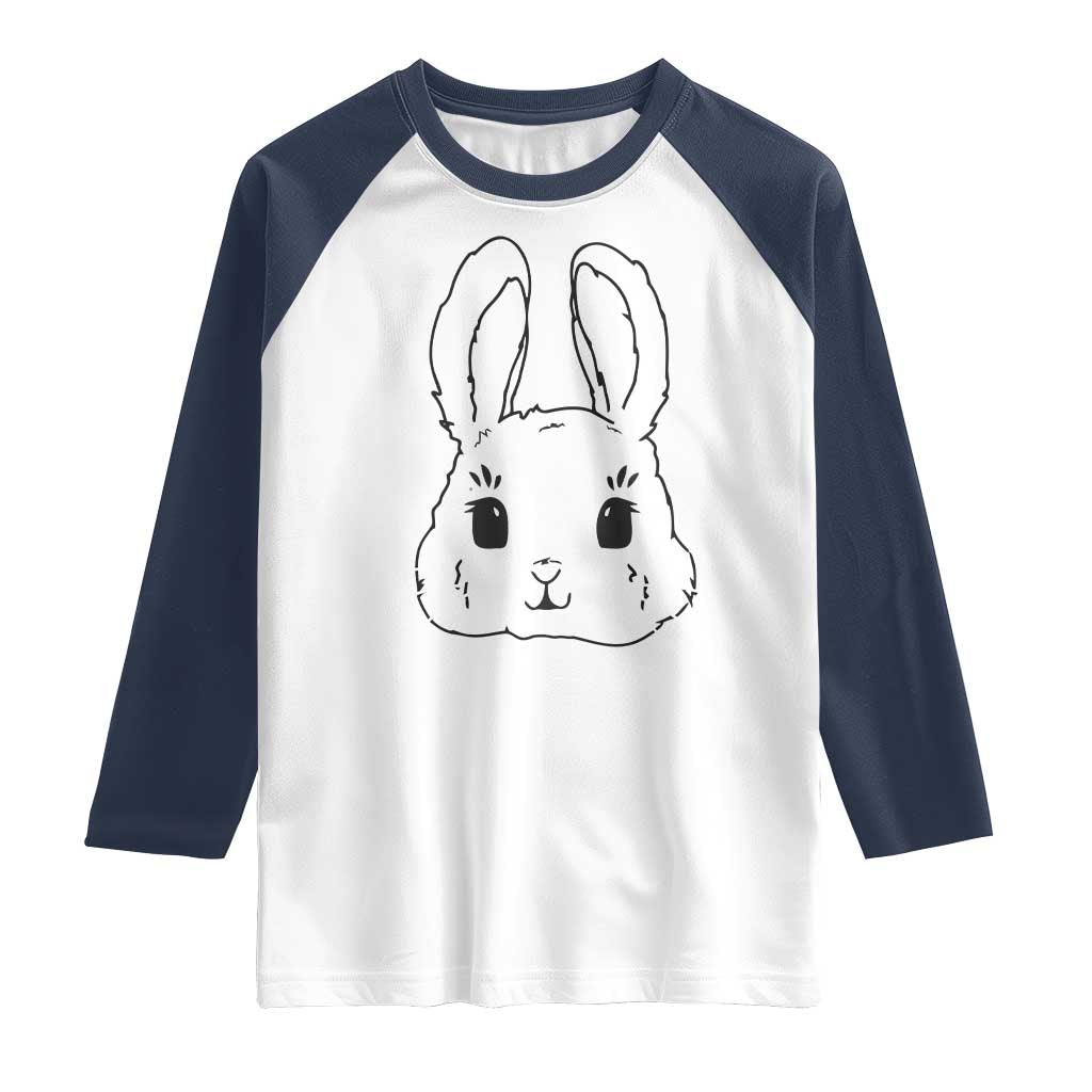 Cute Bunny Raglan Shirt Kawaii Rabbit Happy Easter Day TS10 White Navy Print Your Wear