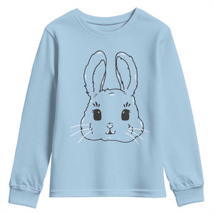 Cute Bunny Youth Sweatshirt Kawaii Rabbit Happy Easter Day TS10 Light Blue Print Your Wear