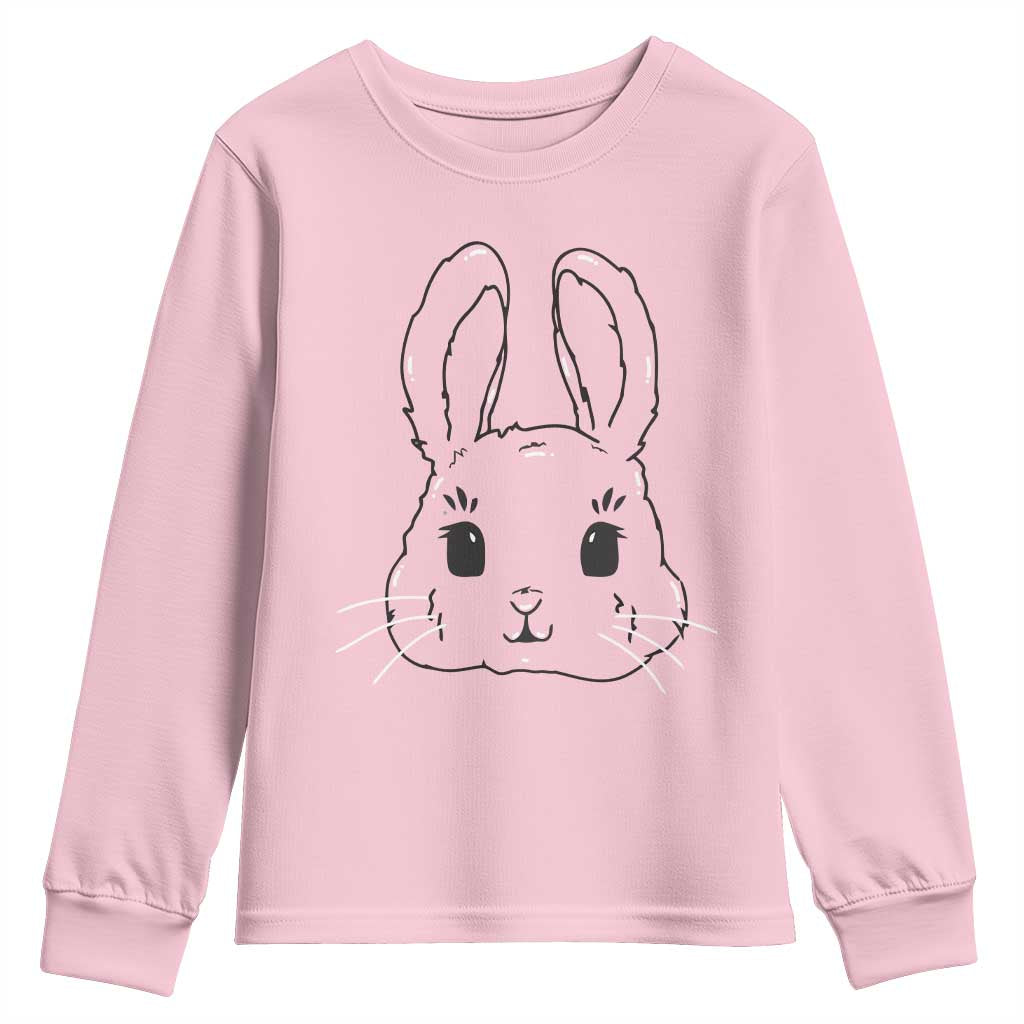 Cute Bunny Youth Sweatshirt Kawaii Rabbit Happy Easter Day TS10 Light Pink Print Your Wear