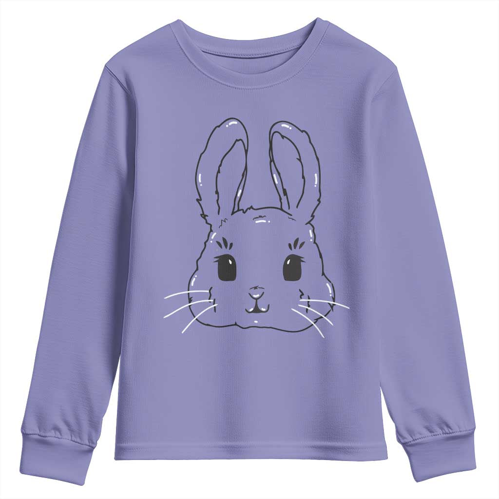 Cute Bunny Youth Sweatshirt Kawaii Rabbit Happy Easter Day TS10 Violet Print Your Wear