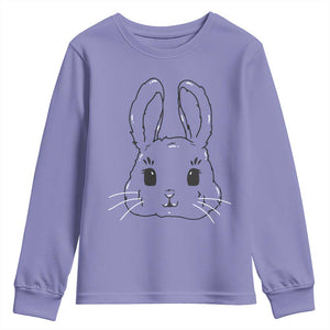 Cute Bunny Youth Sweatshirt Kawaii Rabbit Happy Easter Day TS10 Violet Print Your Wear
