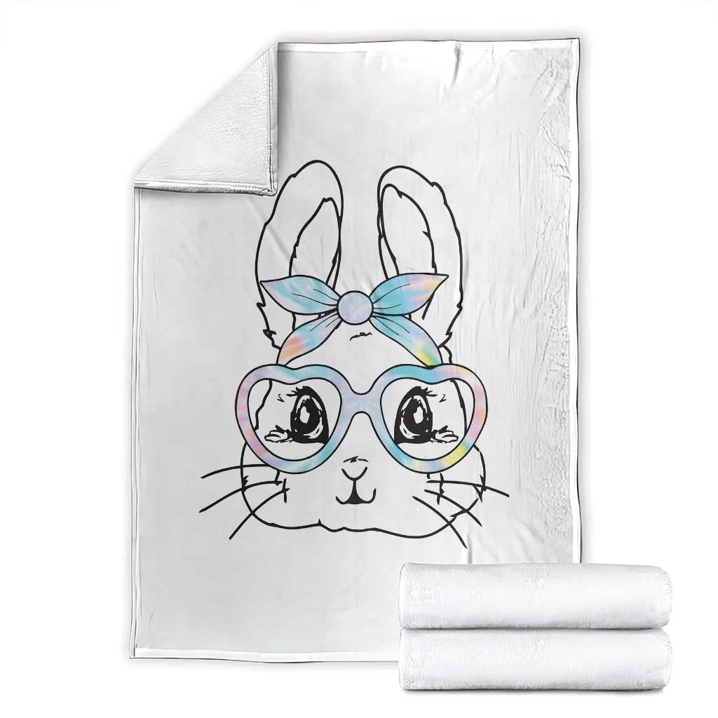 Girls Easter Bunny Throw Blanket Rabbit Face Tie Dye Glasses Happy Easter Day TS10 White Print Your Wear
