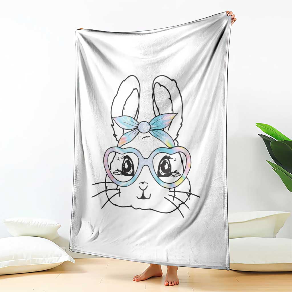 Girls Easter Bunny Throw Blanket Rabbit Face Tie Dye Glasses Happy Easter Day TS10 Print Your Wear