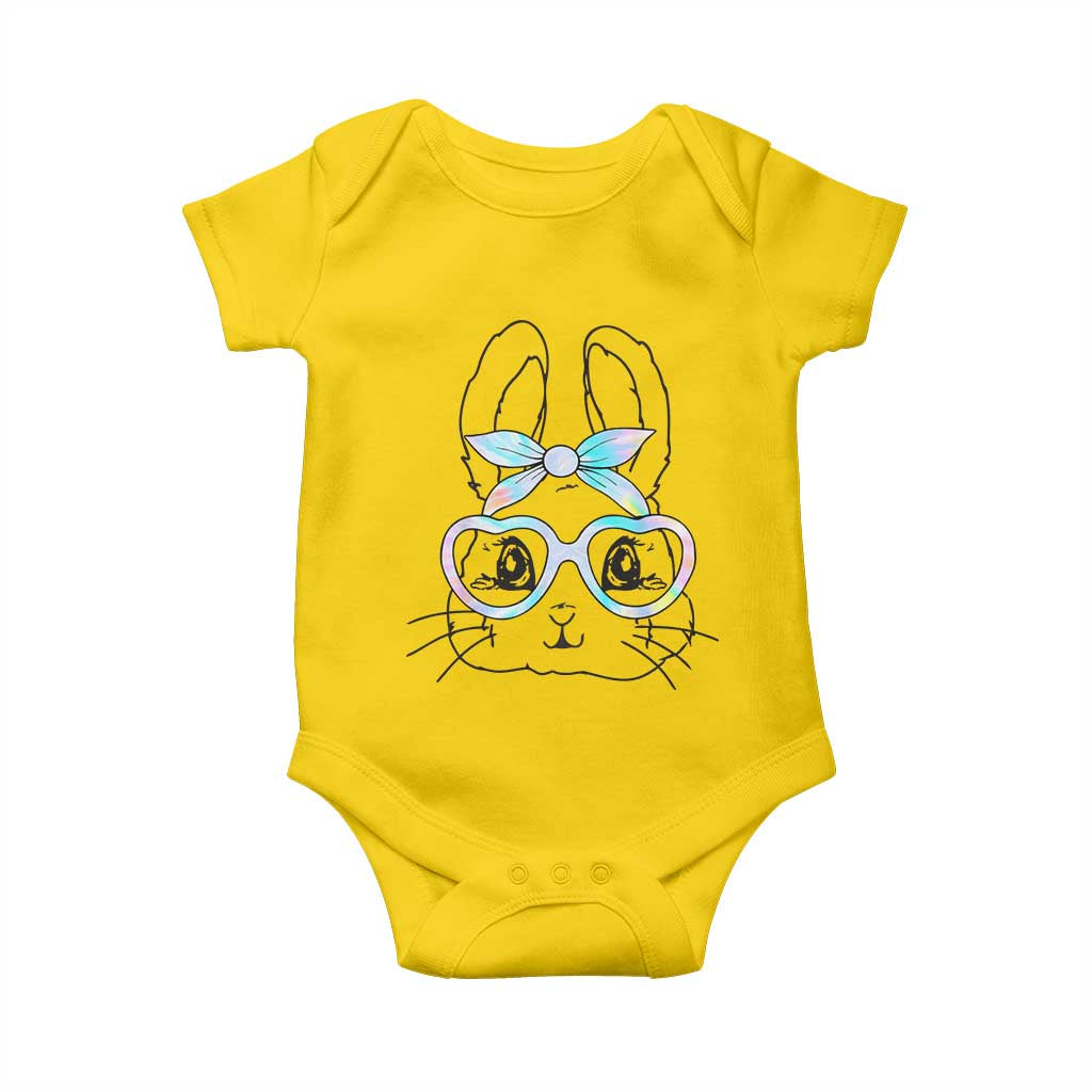 Girls Easter Bunny Baby Onesie Rabbit Face Tie Dye Glasses Happy Easter Day TS10 Daisy Print Your Wear