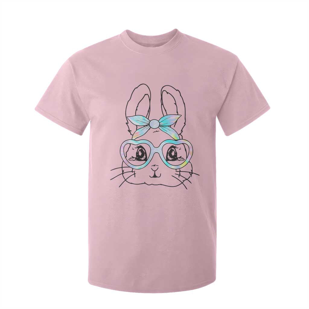 Girls Easter Bunny T Shirt For Kid Rabbit Face Tie Dye Glasses Happy Easter Day TS10 Light Pink Print Your Wear