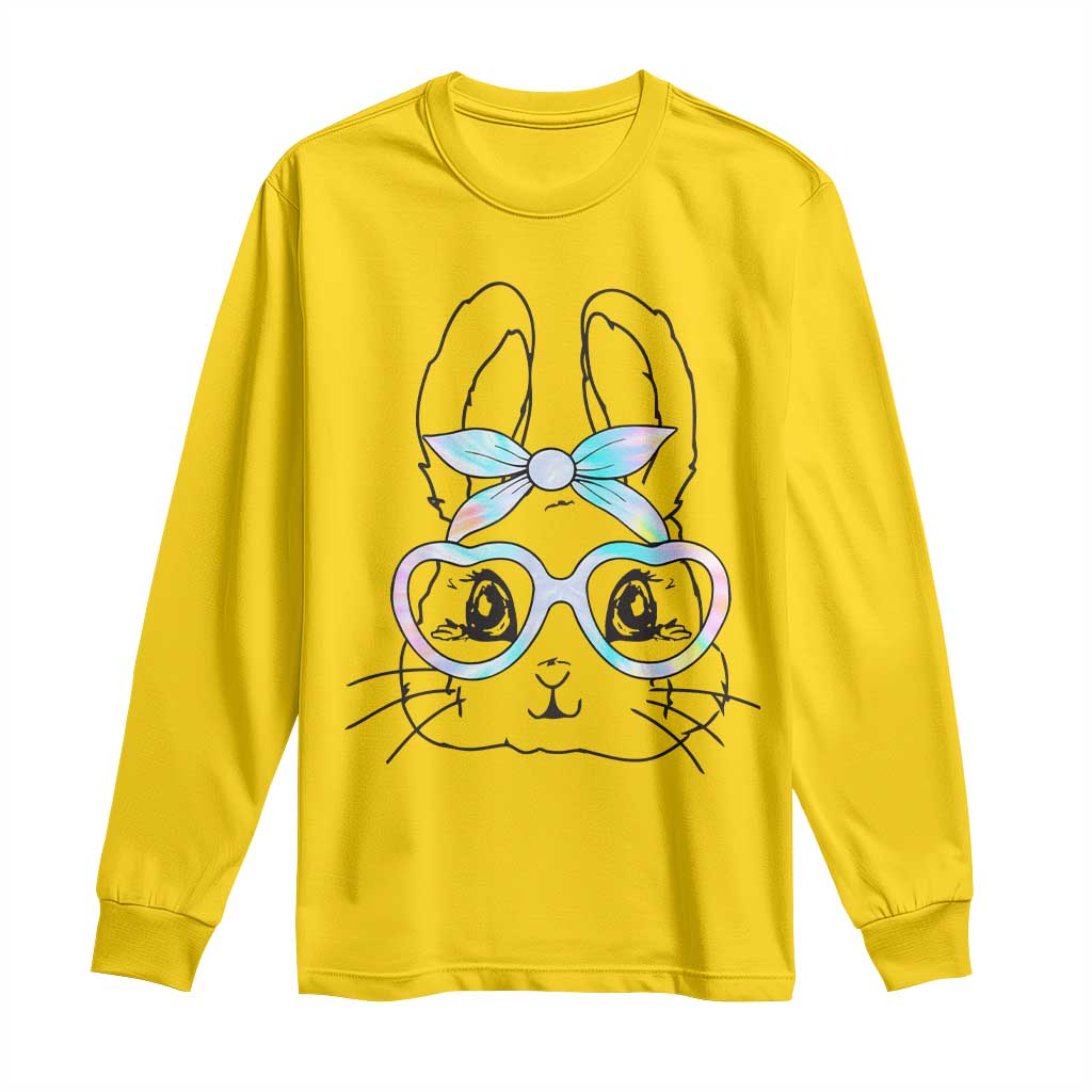 Girls Easter Bunny Long Sleeve Shirt Rabbit Face Tie Dye Glasses Happy Easter Day TS10 Daisy Print Your Wear