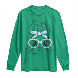 Girls Easter Bunny Long Sleeve Shirt Rabbit Face Tie Dye Glasses Happy Easter Day TS10 Irish Green Print Your Wear