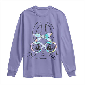 Girls Easter Bunny Long Sleeve Shirt Rabbit Face Tie Dye Glasses Happy Easter Day TS10 Violet Print Your Wear