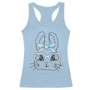 Girls Easter Bunny Racerback Tank Top Rabbit Face Tie Dye Glasses Happy Easter Day TS10 Light Blue Print Your Wear