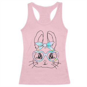 Girls Easter Bunny Racerback Tank Top Rabbit Face Tie Dye Glasses Happy Easter Day TS10 Light Pink Print Your Wear