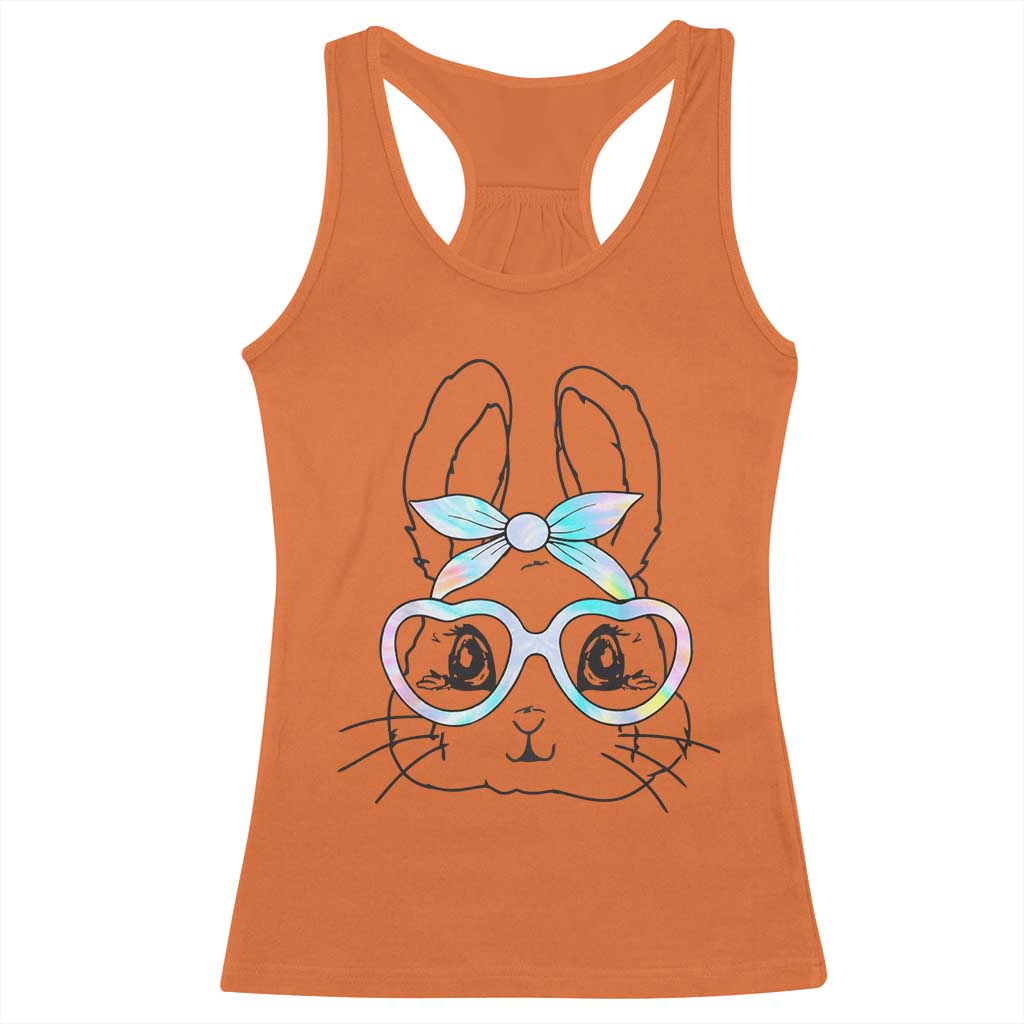 Girls Easter Bunny Racerback Tank Top Rabbit Face Tie Dye Glasses Happy Easter Day TS10 Orange Print Your Wear