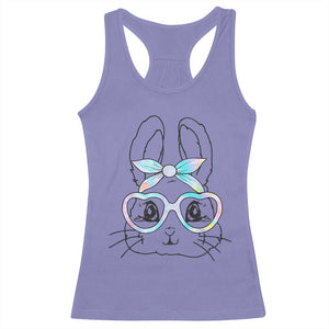 Girls Easter Bunny Racerback Tank Top Rabbit Face Tie Dye Glasses Happy Easter Day TS10 Violet Print Your Wear