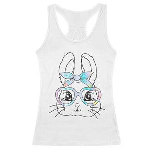 Girls Easter Bunny Racerback Tank Top Rabbit Face Tie Dye Glasses Happy Easter Day TS10 White Print Your Wear