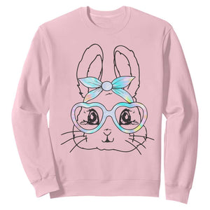 Girls Easter Bunny Sweatshirt Rabbit Face Tie Dye Glasses Happy Easter Day TS10 Light Pink Print Your Wear