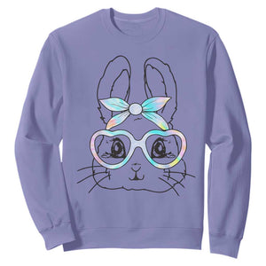 Girls Easter Bunny Sweatshirt Rabbit Face Tie Dye Glasses Happy Easter Day TS10 Violet Print Your Wear
