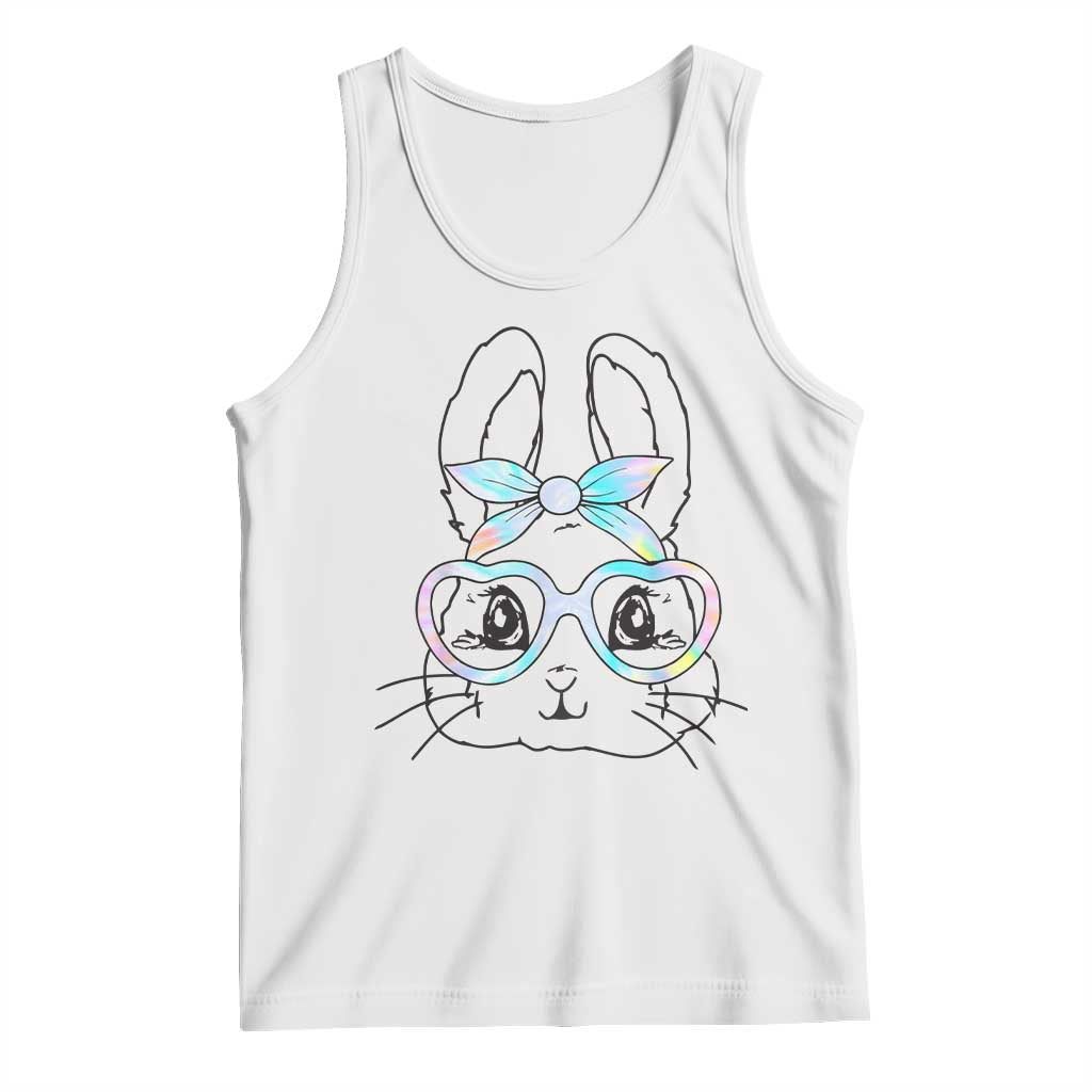 Girls Easter Bunny Tank Top Rabbit Face Tie Dye Glasses Happy Easter Day TS10 White Print Your Wear