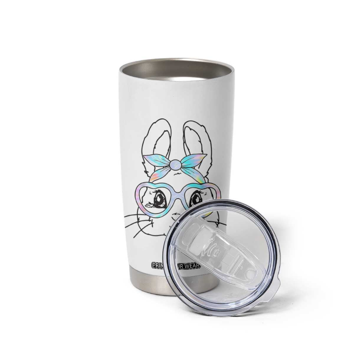 Girls Easter Bunny Tumbler Cup Rabbit Face Tie Dye Glasses Happy Easter Day TS10 Print Your Wear