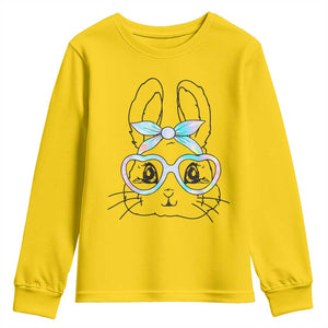 Girls Easter Bunny Youth Sweatshirt Rabbit Face Tie Dye Glasses Happy Easter Day TS10 Daisy Print Your Wear